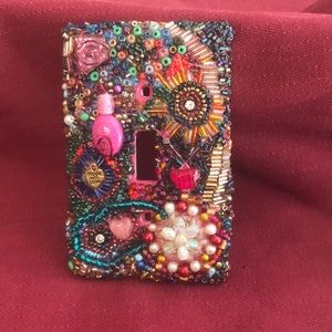 Single light switch cover handmade beaded